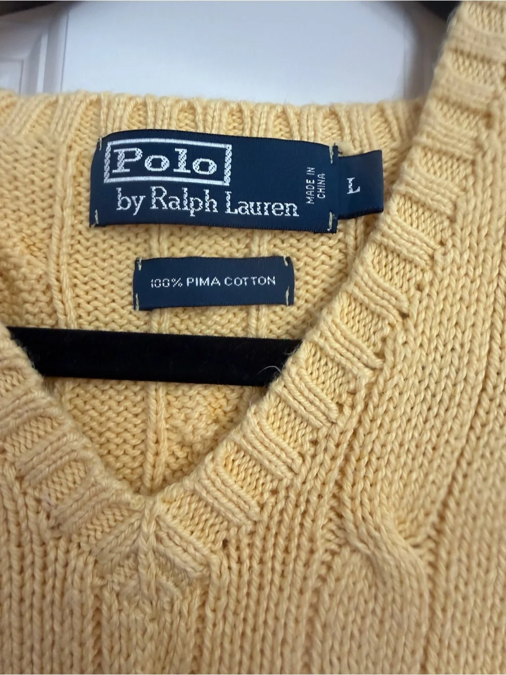 Vintage Polo by Ralph Lauren Men’s Pima cotton Cable-Knit V-Neck Sweater Vest